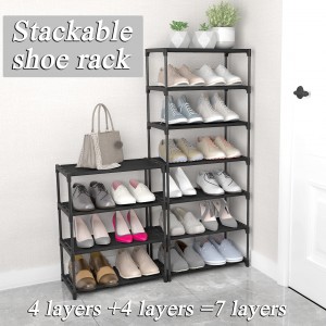 4-Tier Small Shoe Rack Stackable Nchekwa Ọhazi maka Nbanye