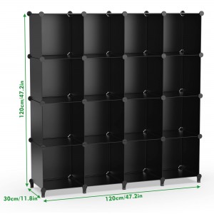 Cube Storage Organizer 16-Cube Storage Shelf Metal Closet Organizer for Garment Racks