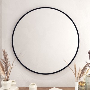 Espejo de pared circular negro, decoración moderna para el baño del hogar