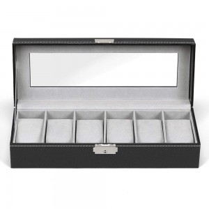 Leather Watch Box Display Case Samling Organizer Glass Jewelry Storage