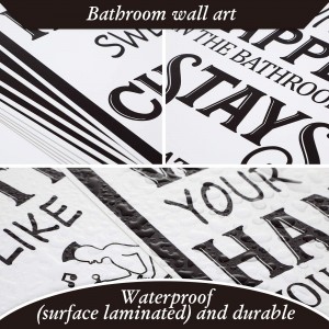 Художествени щампи за баня Декорация на стени за дома Забавни ретро надписи с надписи Черен шрифт Плакат с лозунг