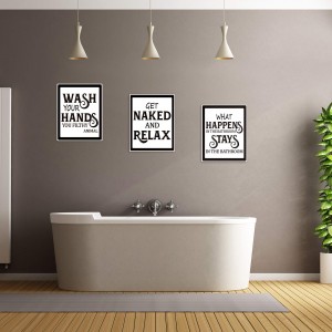 Kylpyhuoneen taidetulosteet Kotiseinäkoristelu Hauska Vintage kyltti Sanonta Musta fontti -iskulausejuliste
