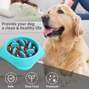 ป้องกันการสำลักชามสุนัขที่ป้อนอาหารช้าเพื่อสุขภาพ