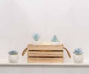 Siniset keinotekoiset mehikasvit Keraamiset ruukut Faux Plant Home Desk Decor