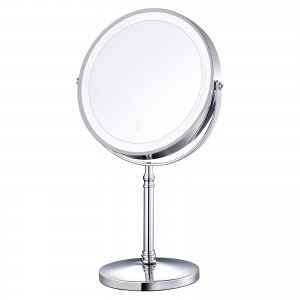 Specchio per il trucco illuminato, doppia faccia, dimmerabile, ingrandimento, ricaricabile, decorazione regolabile