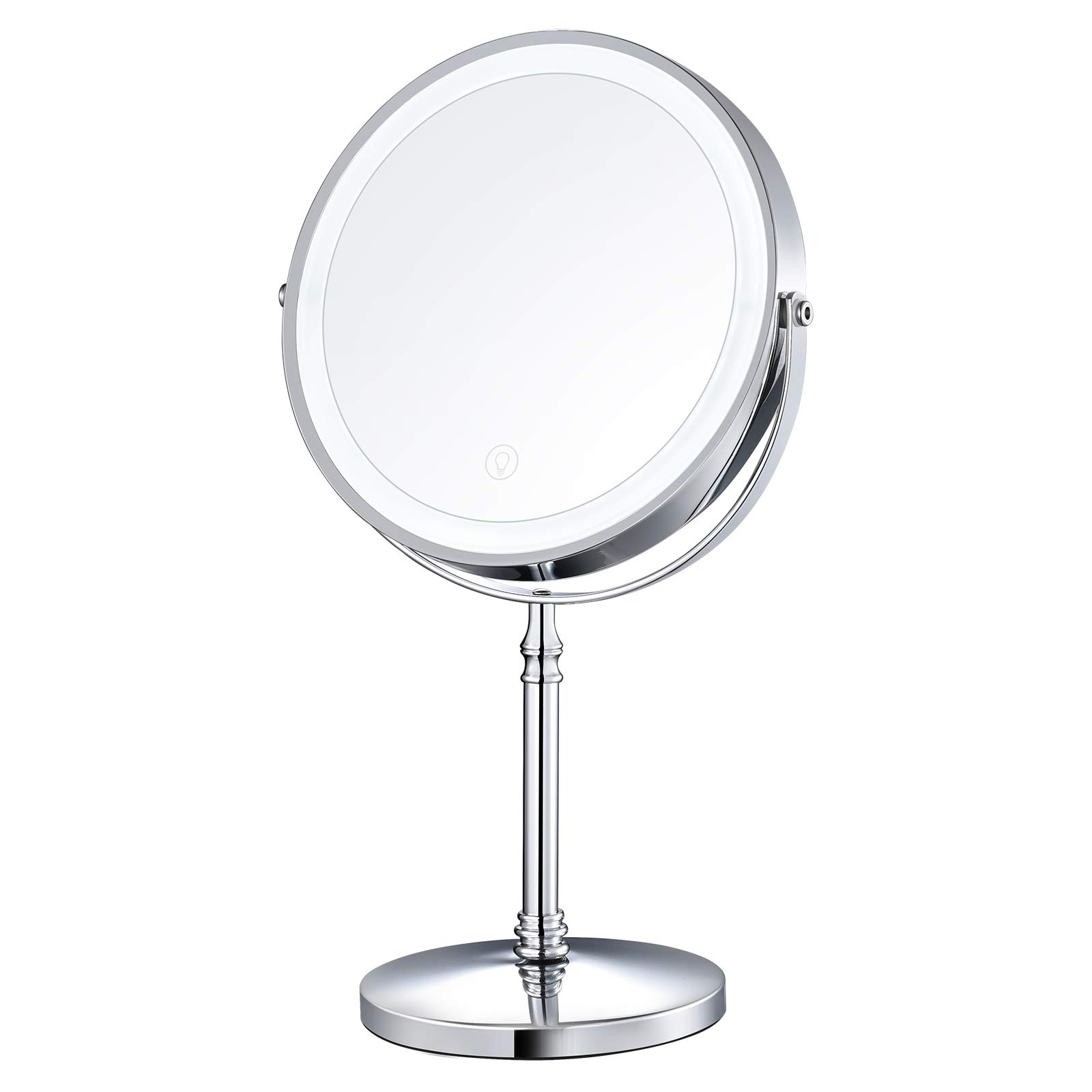 May Ilaw na Makeup Mirror Double Sided Dimmable Magnifying Rechargeable Adjustable Decor