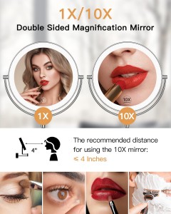Wandmontierter beleuchteter Make-up-Kosmetikspiegel, stufenlos dimmbar, doppelseitiges LED-Dekor