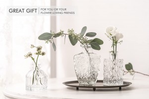 Stikla pumpuru vāze Caurspīdīgas pumpuru vāzes lielapjoma mājas galda ziedu dekorā