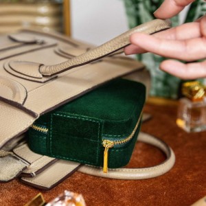 Velvet Travel Jewelry Box Organizer Portable Storage Holder Case for Women with Mirror