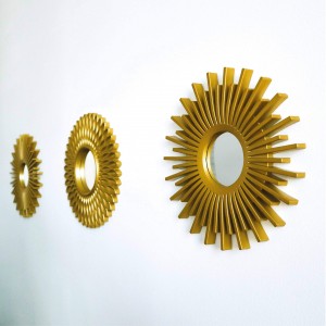 Espellos redondos de ciclo dourado para agasallos de decoración do fogar moderna de parede