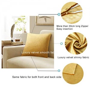Gold Velvet Decorative Throw Pillow Covers Home Sofa Bed Cushion Case