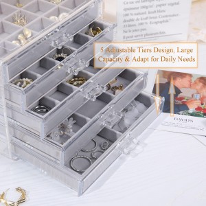 Clear Acrylic Earring Ring Jewelry Organizer Display Holder Boxes Regalo para sa mga Babae