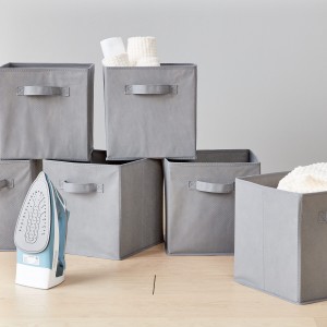 Cubos de almacenamento de tela plegables Asas Organizadoras Cestas Cubos Decoración do fogar