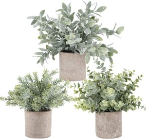 Plantas falsas en macetas, plantas de eucalipto de plástico Artificial, decoración de escritorio para el hogar