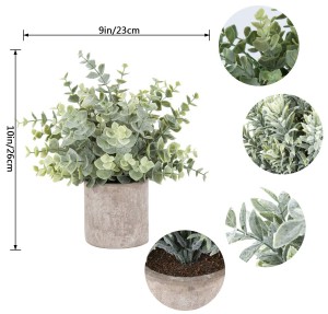 Plantas falsas en maceta Plantas de eucalipto de plástico artificial Decoración de escritorio para el hogar