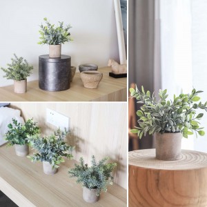 Potted Fake Plants Artificial Plastic Eucalyptus Plants Home Desk Decor