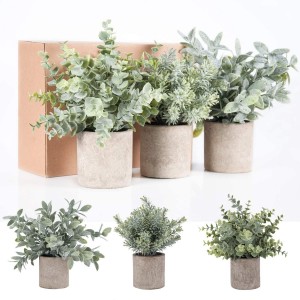 Fausses plantes en pot, plantes d'eucalyptus artificielles en plastique, décoration de bureau à domicile