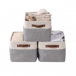 Fabric Storage Bins Shelves Basket Linen Closet Organizers with Handles Cubes