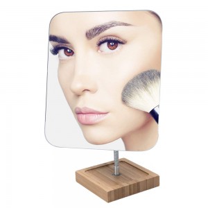 Mirall de maquillatge de bambú flexible de coll de cisne plegable sense marc Decoració d'escriptori portàtil