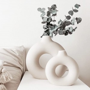Bílá keramická váza na koblihy Moderní Boho Home Decor
