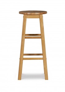 Барний стілець із круглим сидінням. Натуральний дерев’яний стілець без спинки. Домашні меблі