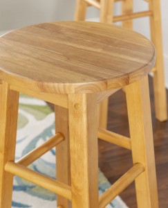 Barstool With Round Seat Natural Wooden Backless Chair Home Furniture