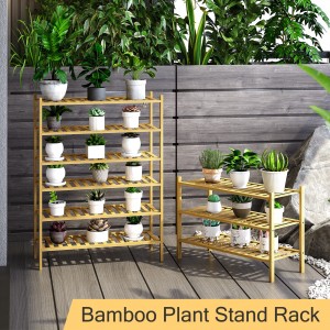 3-Tera Bambua Stakebla Ŝuobreto-Organizilo por Enireja Koridora Ŝranko