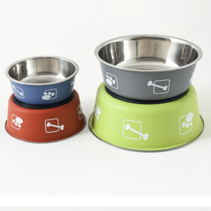 Ciotole per animali domestici con stampa in acciaio inossidabile Ciotole per alimenti per cani e gatti portatili per interni o esterni Alimentatori per animali domestici