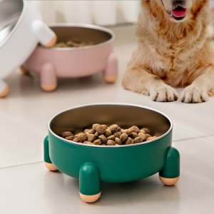 Mangkuk Makan Haiwan Keluli Tahan Karat Berkapasiti Besar Mangkuk Makanan Anjing Kucing Dalaman Ditinggikan Mangkuk Air Binatang