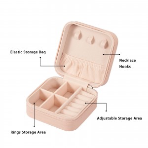 PU Leather သေးငယ်သော လက်ဝတ်ရတနာသေတ္တာများ Travel Portable Organizer Storage Holder Case
