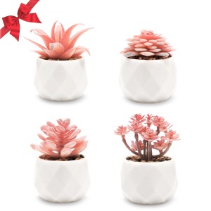 ვარდის ვარდისფერი ხელოვნური სუკულენტები მცენარეთა ხელოვნური მცენარეები სახლის დეკორი Mum საჩუქრები