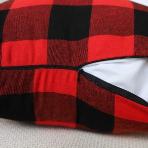 Rinkinys iš 2 kalėdinių languotų pagalvių užvalkalų, pagalvėlių užvalkalų, namų dekoro raudonos ir juodos spalvos