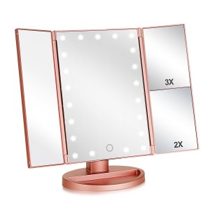 Osvetljeno ogledalo za ličenje, povečava, vrtenje zaslona na dotik, dekor za kozmetično ogledalo na pultu