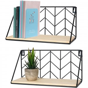 Floating Shelves وال مائونٽ ٿيل Rustic Arrow Design ڪاٺ جي اسٽوريج روم ڊيڪر