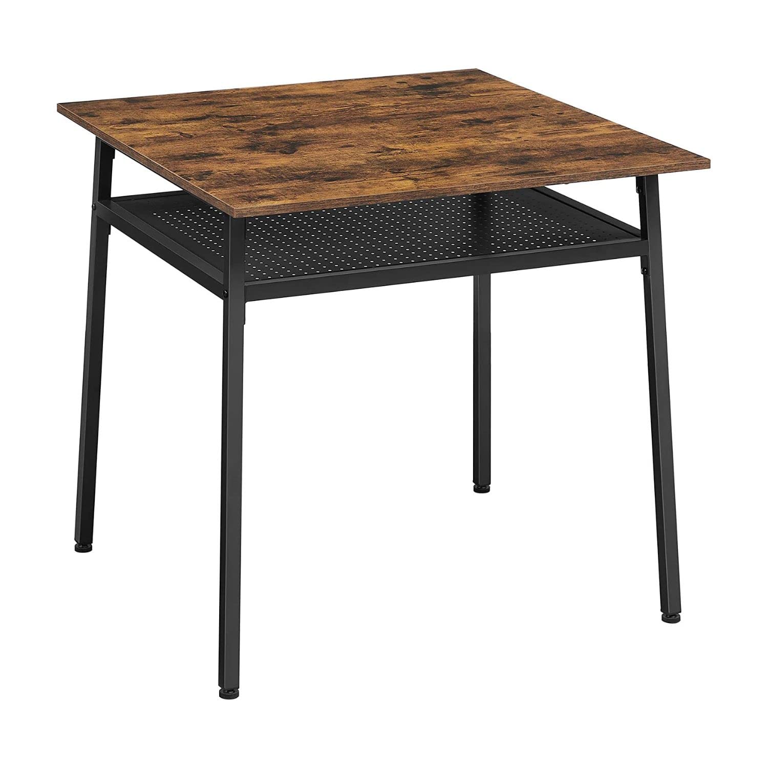 Brown Dining Table Square Office Desk with Storage Compartment