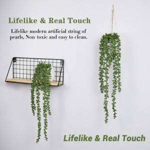 Artificial Succulents Hanging Plants Fake String of Pearls Plants Home Wall Decor