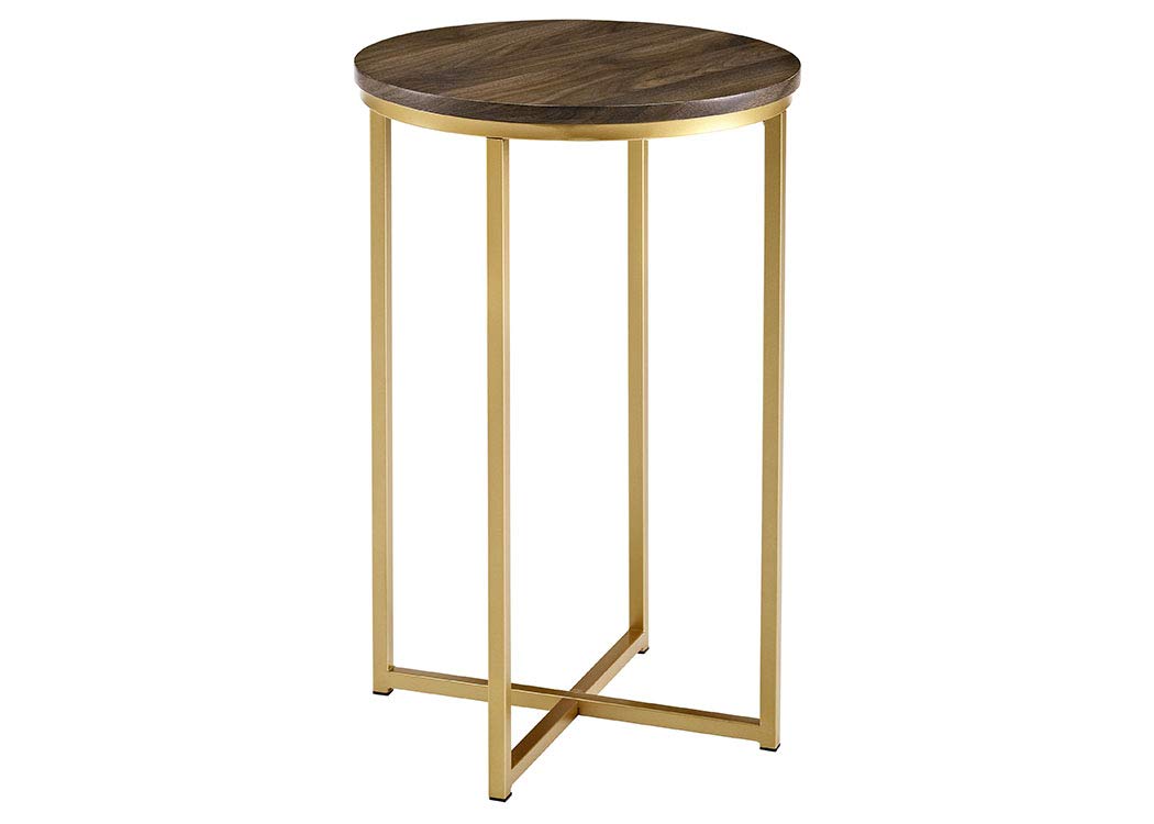 Cora Modern Faux Marble Round Accent Table na may X Base