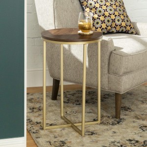 Cora Modern Faux Marble Round Accent Table with X Base