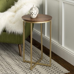Cora Modern Faux Marble Round Accent Table with X Base
