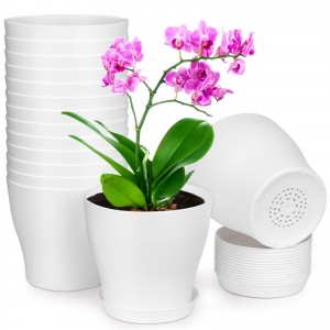 Macetas de plástico para plantas, múltiples agujeros de drenaje y bandeja, decoración de flores para el jardín del hogar