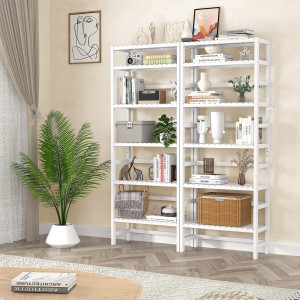 6-Tier Bamboo Adjusable Tall Bookcase Book Shelf Organizer Free Standing Nchekwa