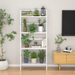 Biała półka na książki 4-poziomowa bambusowa drabinka z półką podłogową Wolnostojący stojak do przechowywania w łazience Stojak na rośliny