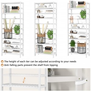 6-Tier Bamboo Adjustable Tall Bookcase Book Shelf Organizer Free Standing Storage