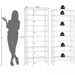 6 ชั้นไม้ไผ่ปรับสูงตู้หนังสือชั้นวางหนังสือออแกไนเซอร์ยืนฟรี Storage