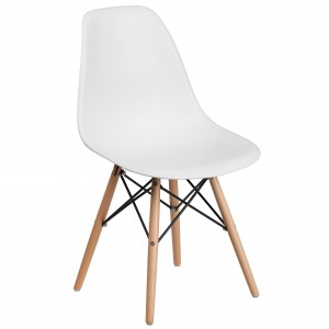White Plastic Chair ine Wooden Legs Home Decor