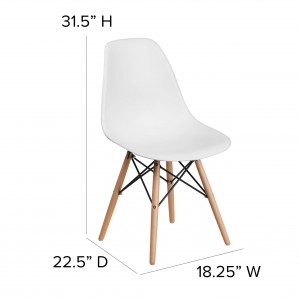 White Plastic Chair with Wooden Legs Home Decor