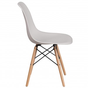 White Plastic Chair with Wooden Legs Home Decor