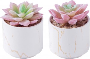 Faux pots en céramique de plantes succulentes artificielles, décoration de bureau à domicile