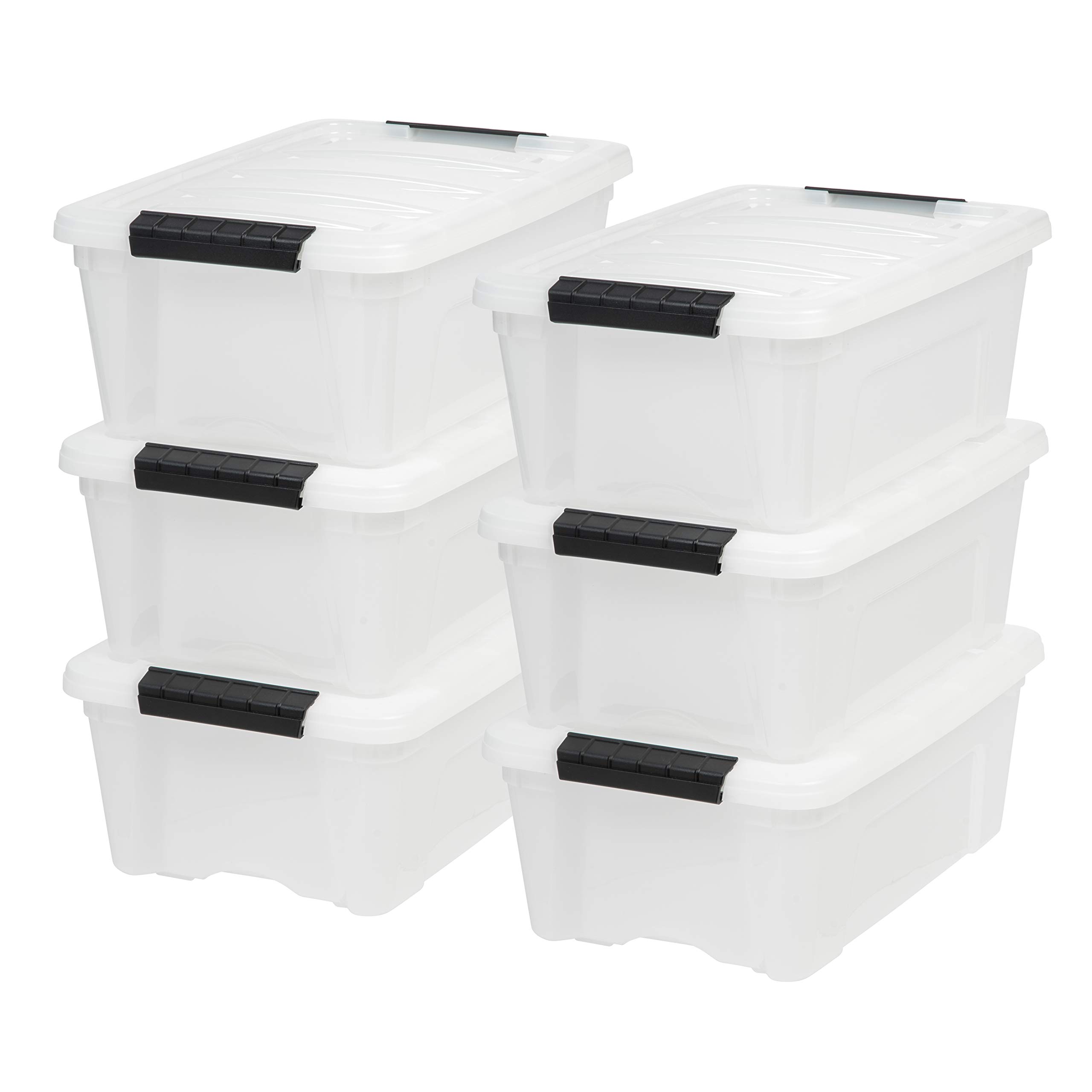 Bin stòraidh plastaig Tote Latching Buckles Lid Stackable Container Organising Home Decor