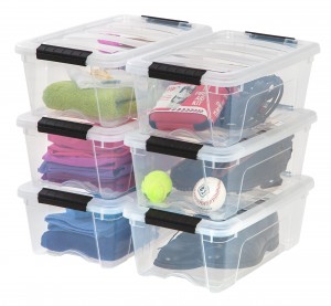 Plastic Storage Bin Tote Latching Buckles Lid Stackable Organizing Container Decoration Home